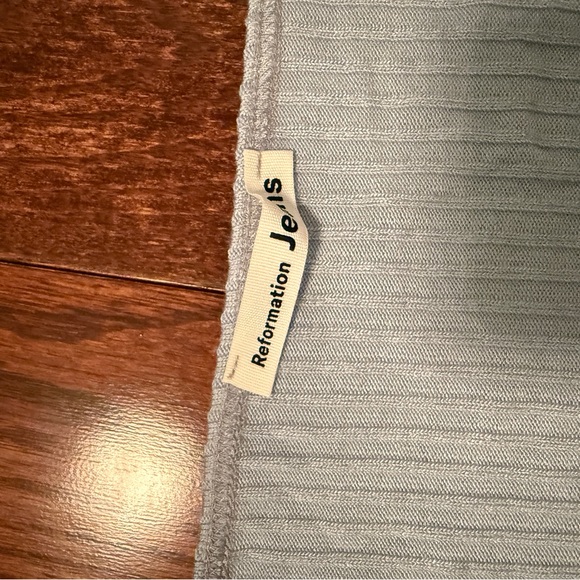 Reformation Soft Blue Ribbed Wrap Tee - Picture 2 of 2